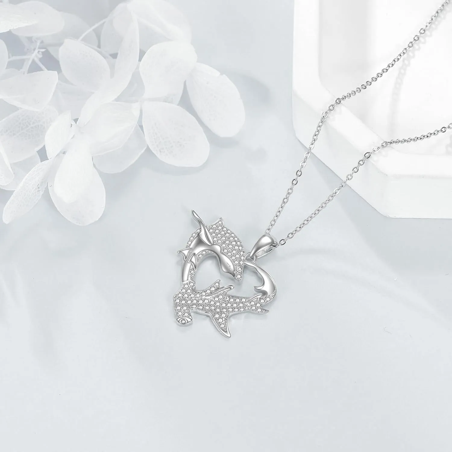Animal Necklace Sterling Silver Shark Dog Owl Sloth Pendant Fashion Animal Jewelry Gift for Women