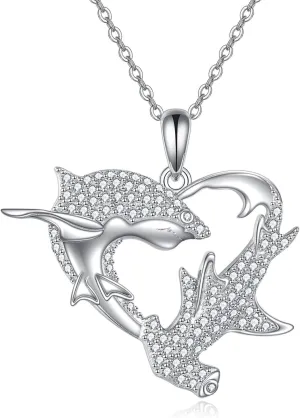 Animal Necklace Sterling Silver Shark Dog Owl Sloth Pendant Fashion Animal Jewelry Gift for Women