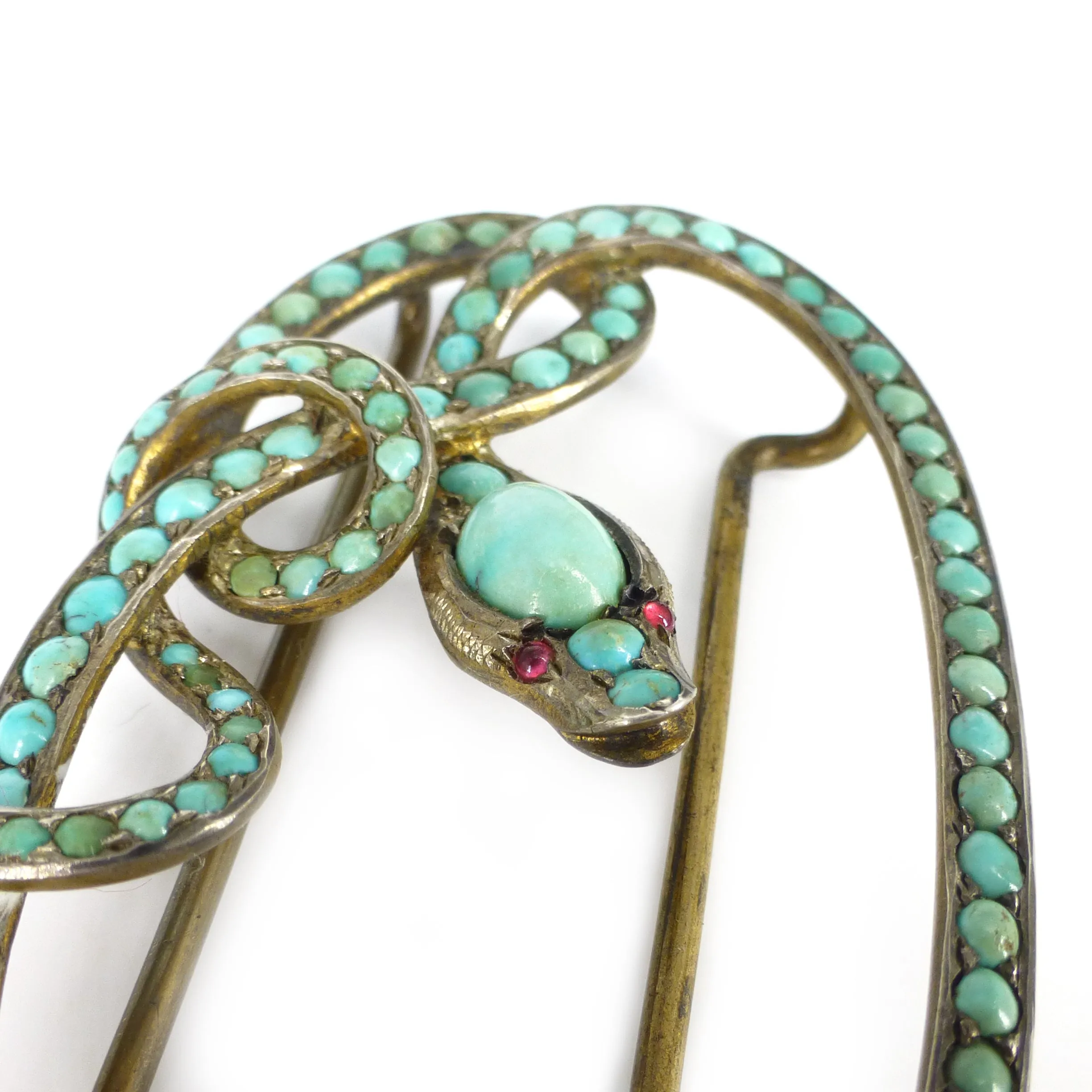 Antique Georgian Victorian Silver Turquoise Snake Buckle