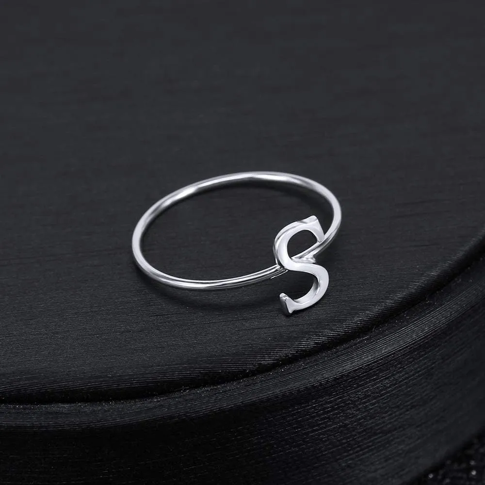 AOEDEJ 925 Sterling Silver Stackable Initial Letter Rings Capital Letter Ring Charm Initial Band for Women