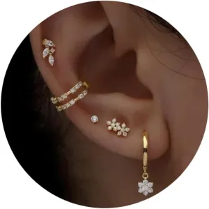 AOEDEJ Gold Hoop Earrings Set for Women 925 Sterling Silver Earrings Hypoallergenic Cartilage Earrings Small Hoop Earrings Studs