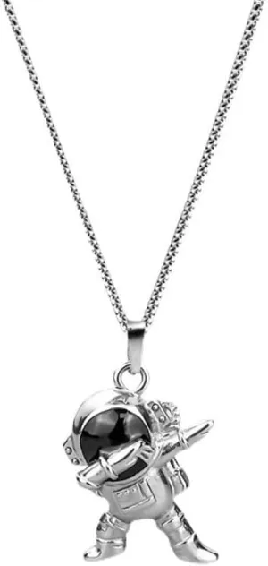 Astronaut Necklace For Men Women Stainless Steel Silver Fashion Punk Rock Hip Hop Anime Edgy Trendy Cool Simple Unique Design Dance Astronaut Pendant Necklace Jewelry Gift For