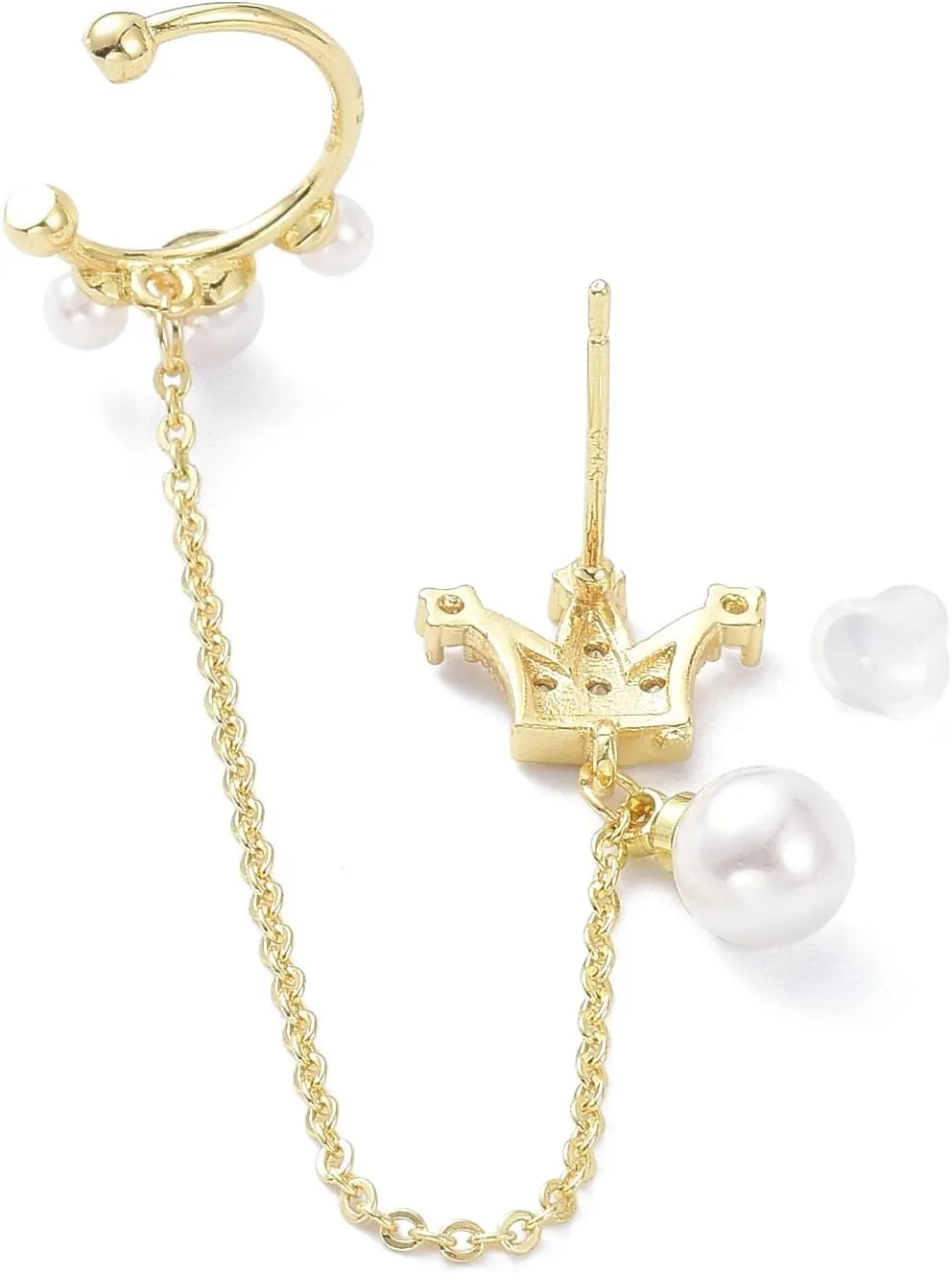 Asymmetric Chain Tassel Stud Earrings Long Chain Climbers Crawler Earrings with Silver Pin for Women Girls