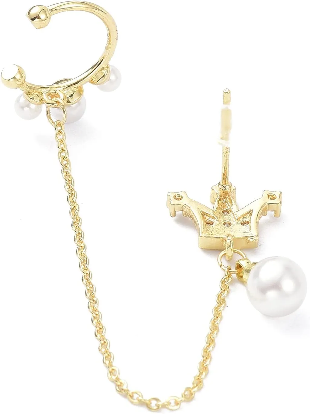 Asymmetric Chain Tassel Stud Earrings Long Chain Climbers Crawler Earrings with Silver Pin for Women Girls
