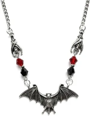 Atiptu Vintage Gothic Bat Necklace - Black Moth & Crystal for Women, Halloween, Goth & Cosplay