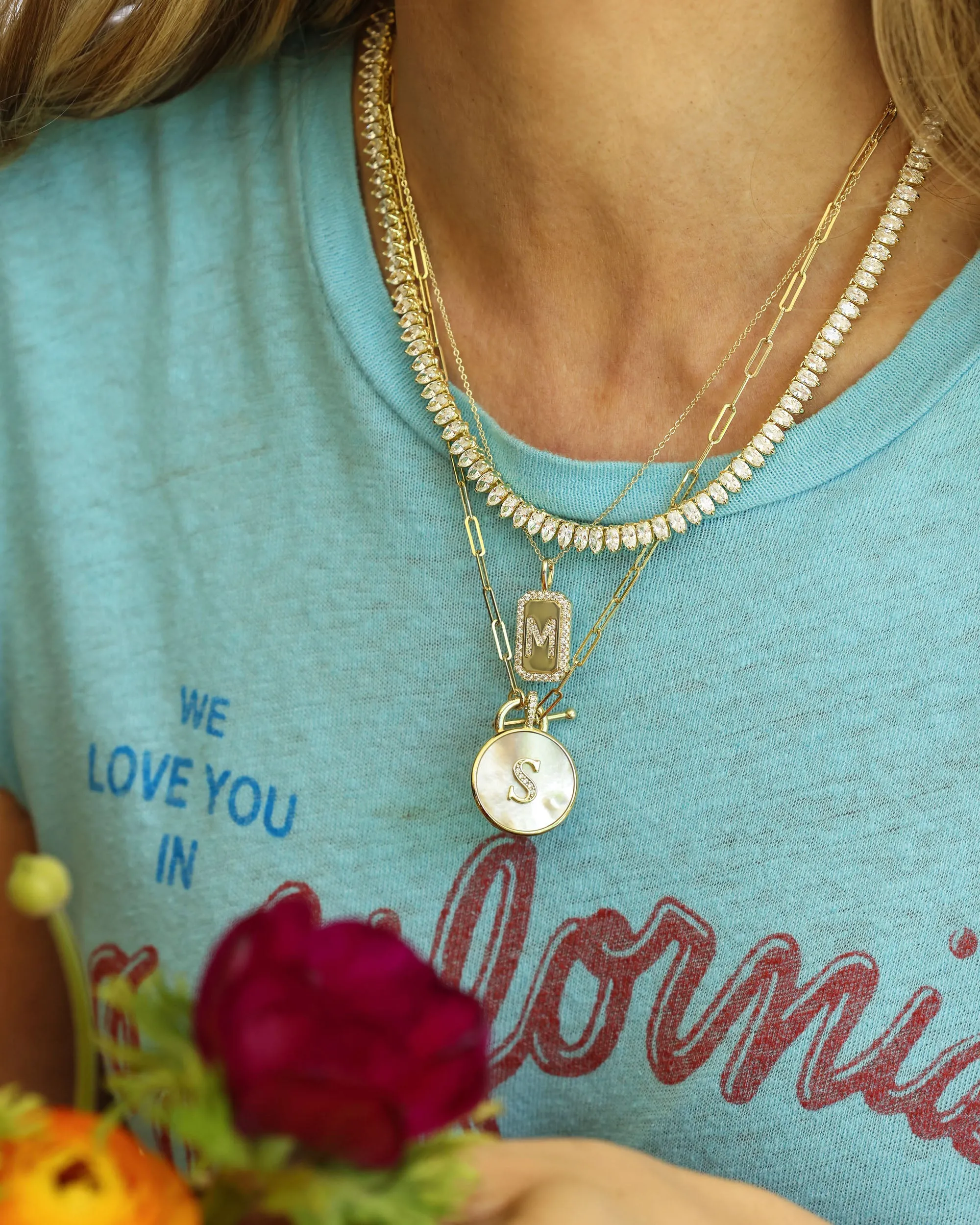 Baby "She's So Fine" Tennis Necklace 18" - Gold|White Diamondettes