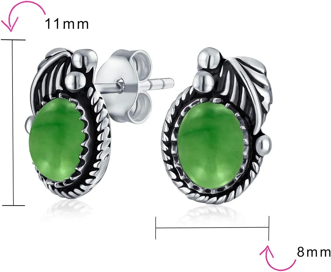 Bali Boho Bezel Set Ornate Round Stud Earrings For Women For Teen Oxidized .925 Sterling Silver More Gemstone Birthstones