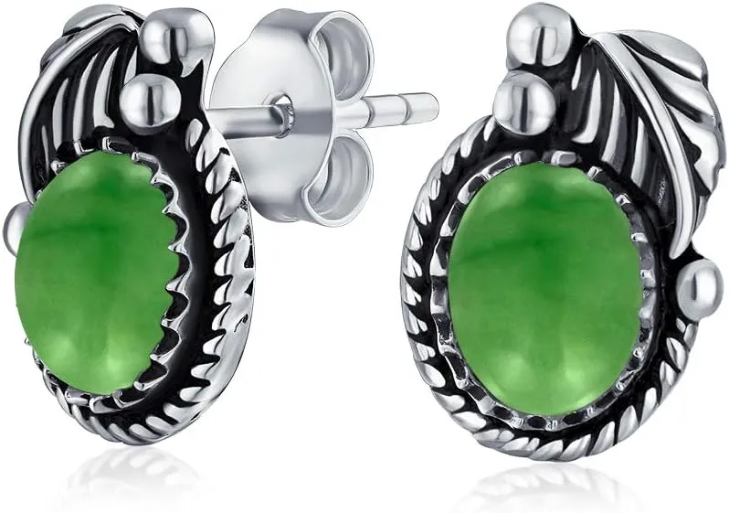 Bali Boho Bezel Set Ornate Round Stud Earrings For Women For Teen Oxidized .925 Sterling Silver More Gemstone Birthstones