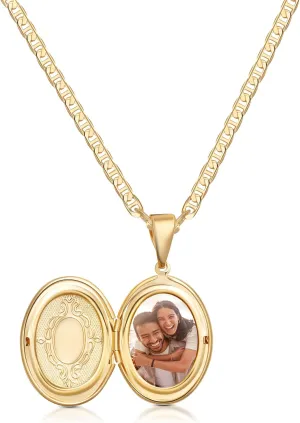 Barzel 18K Gold Plated Locket Necklace Photo Book Necklace - Made in Brazil