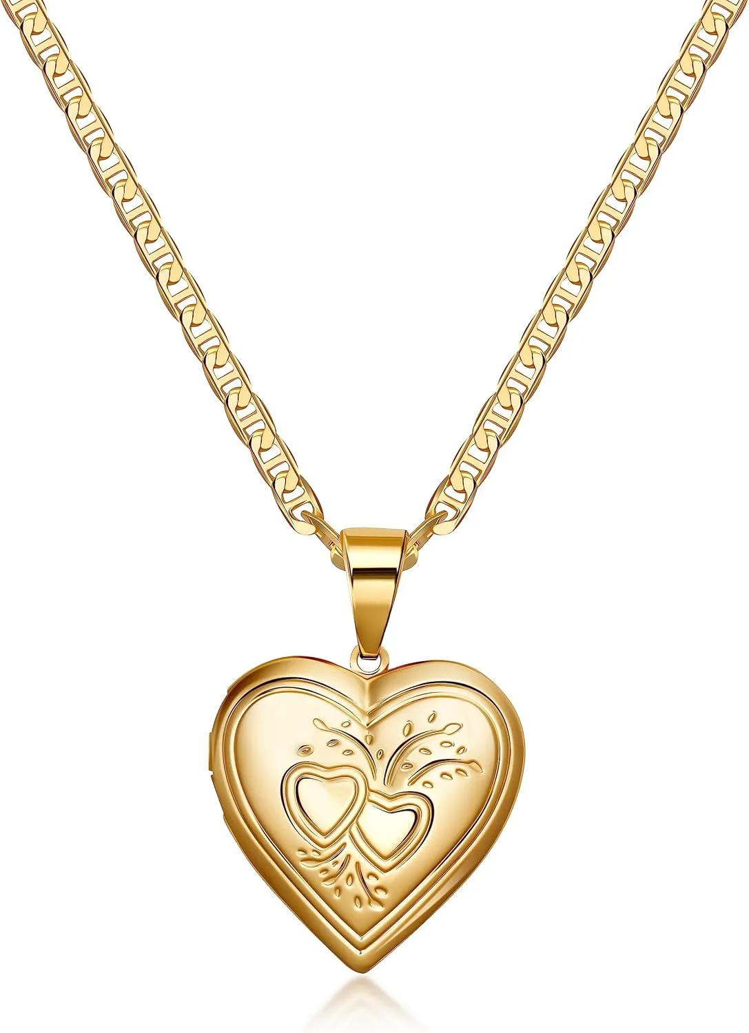 Barzel 18K Gold Plated Locket Necklace Photo Book Necklace - Made in Brazil