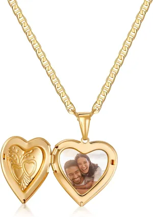 Barzel 18K Gold Plated Locket Necklace Photo Book Necklace - Made in Brazil