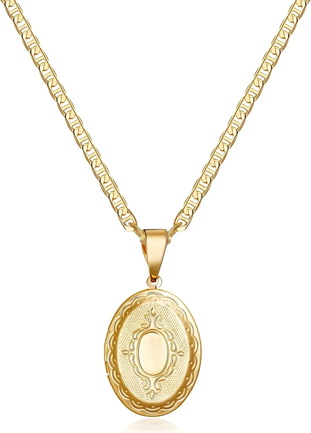 Barzel 18K Gold Plated Locket Necklace Photo Book Necklace - Made in Brazil