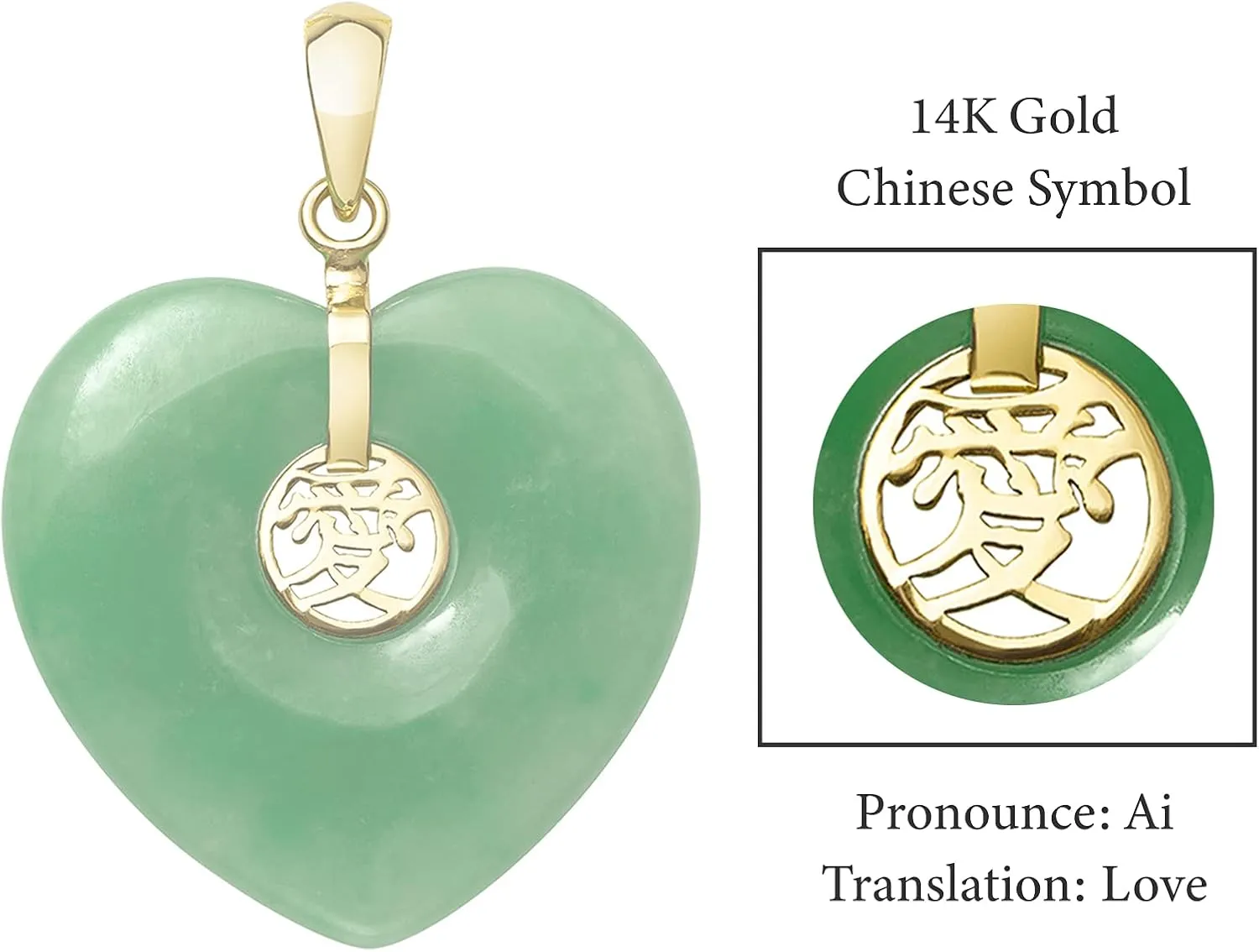Belacqua Natural Jade Heart Charm Necklace Pendant for Women | 14K Gold 18" Rope Chain With Spring Ring Clasp| Jewelry for Her | Gift Box Included