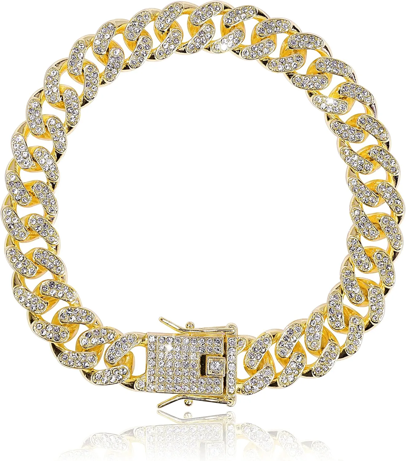 Bellady Cuban Link Ankle Chain for Men Women 9/10inch, Hip-hop Rhinestones Filled Chain Ankle Bracelets
