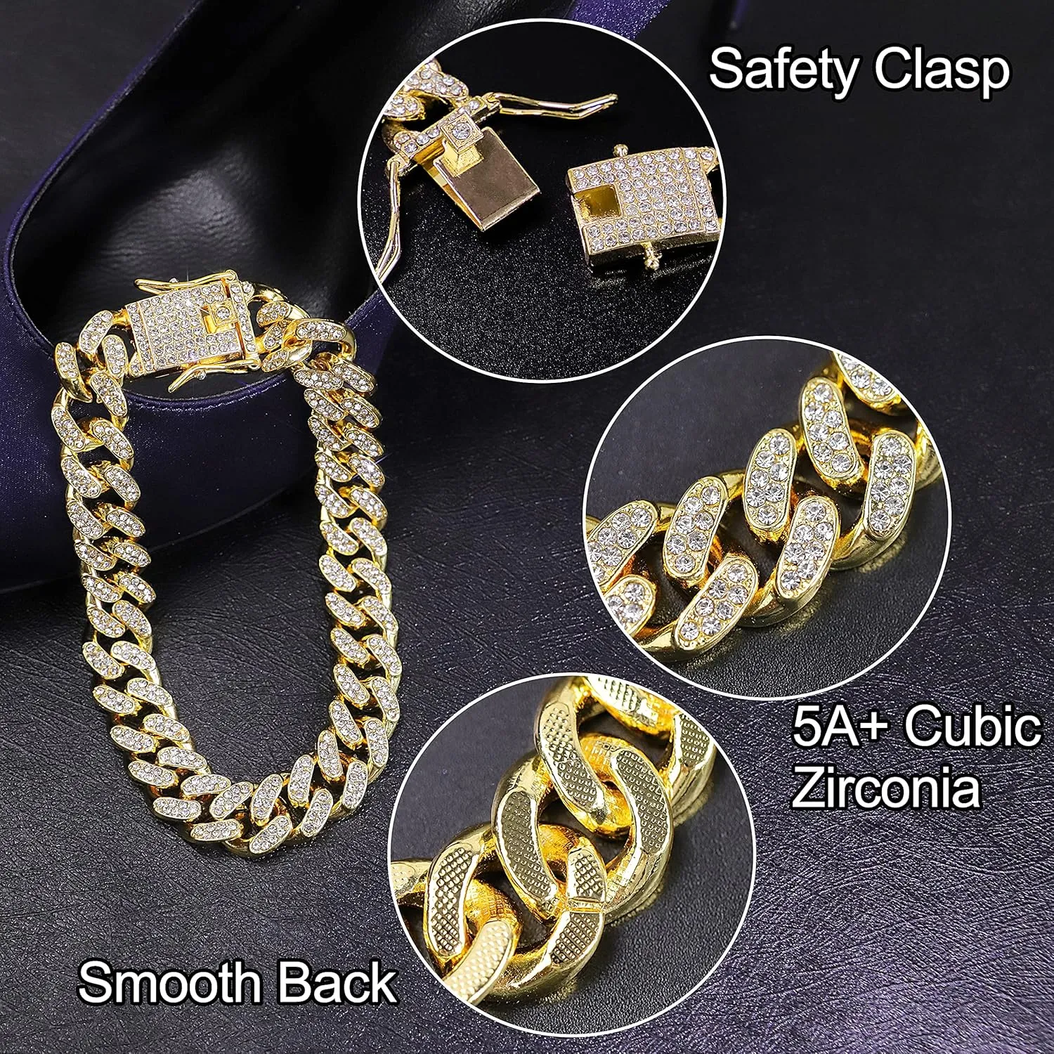 Bellady Cuban Link Ankle Chain for Men Women 9/10inch, Hip-hop Rhinestones Filled Chain Ankle Bracelets