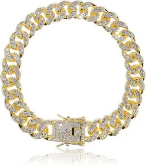 Bellady Cuban Link Ankle Chain for Men Women 9/10inch, Hip-hop Rhinestones Filled Chain Ankle Bracelets