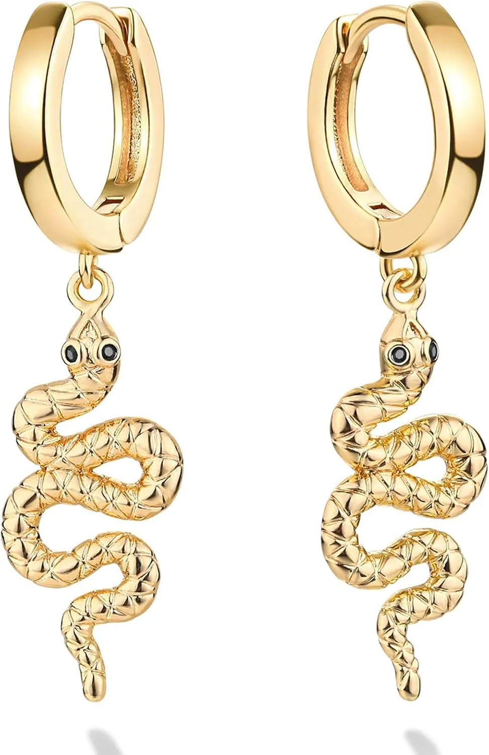 BENEIGE Snake Hoop Earrings 14K Gold Plated Huggie Dangle Earrings for Women Handmade Hypoallergenic Jewelry