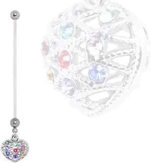 BioFlex Rainbow 3D Heart Dangle Pregnancy WildKlass Navel Ring