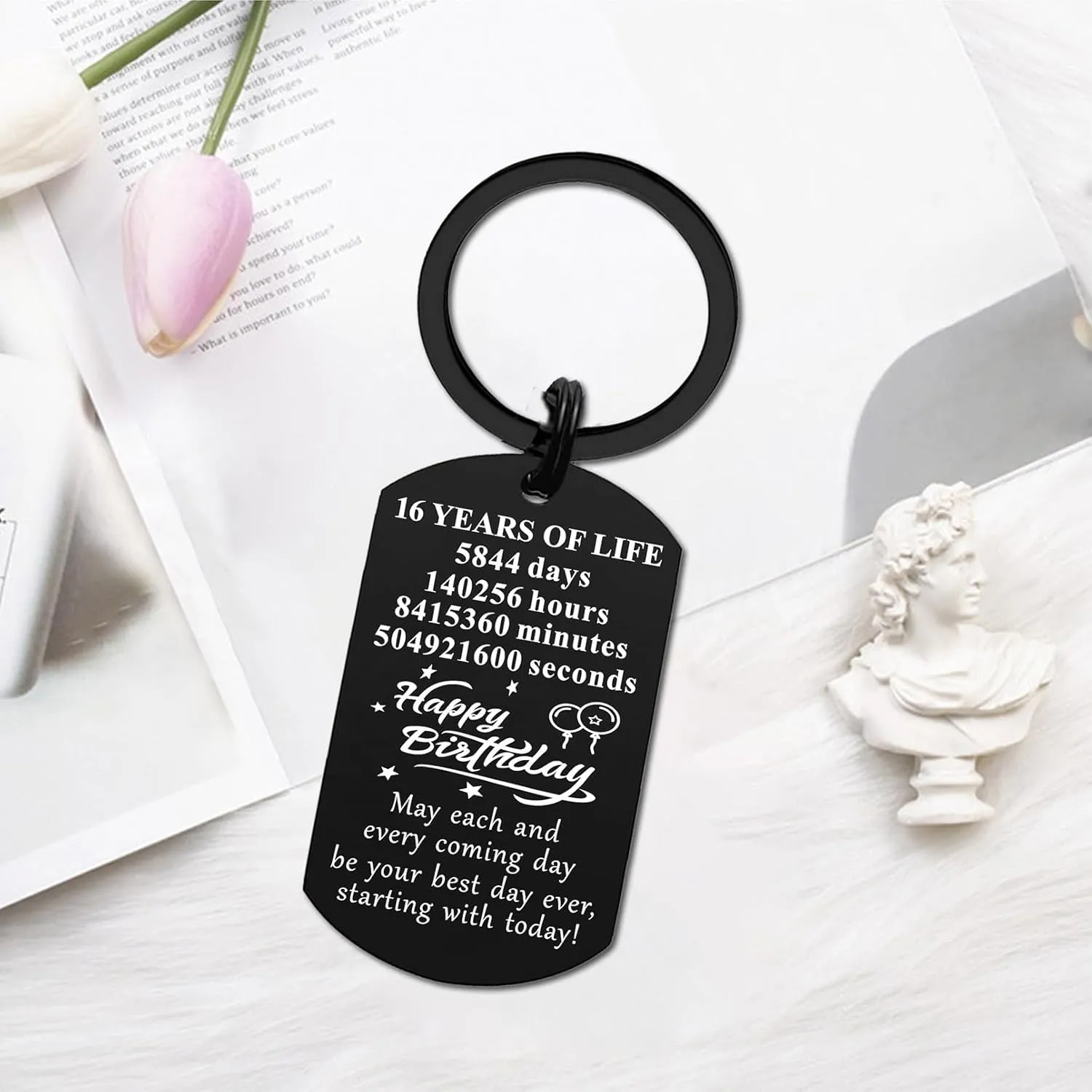 Birthday Gifts for 16 18 21 30 Years Old Male Female, Unisex Birthday Decoration Keychain for Teen Adult