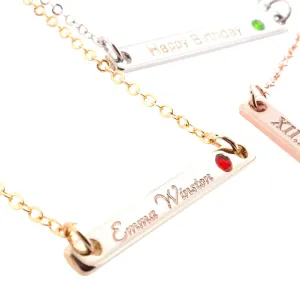 Birthstone Your Name Bar Necklace Personalized Gift with Customizable Necklace