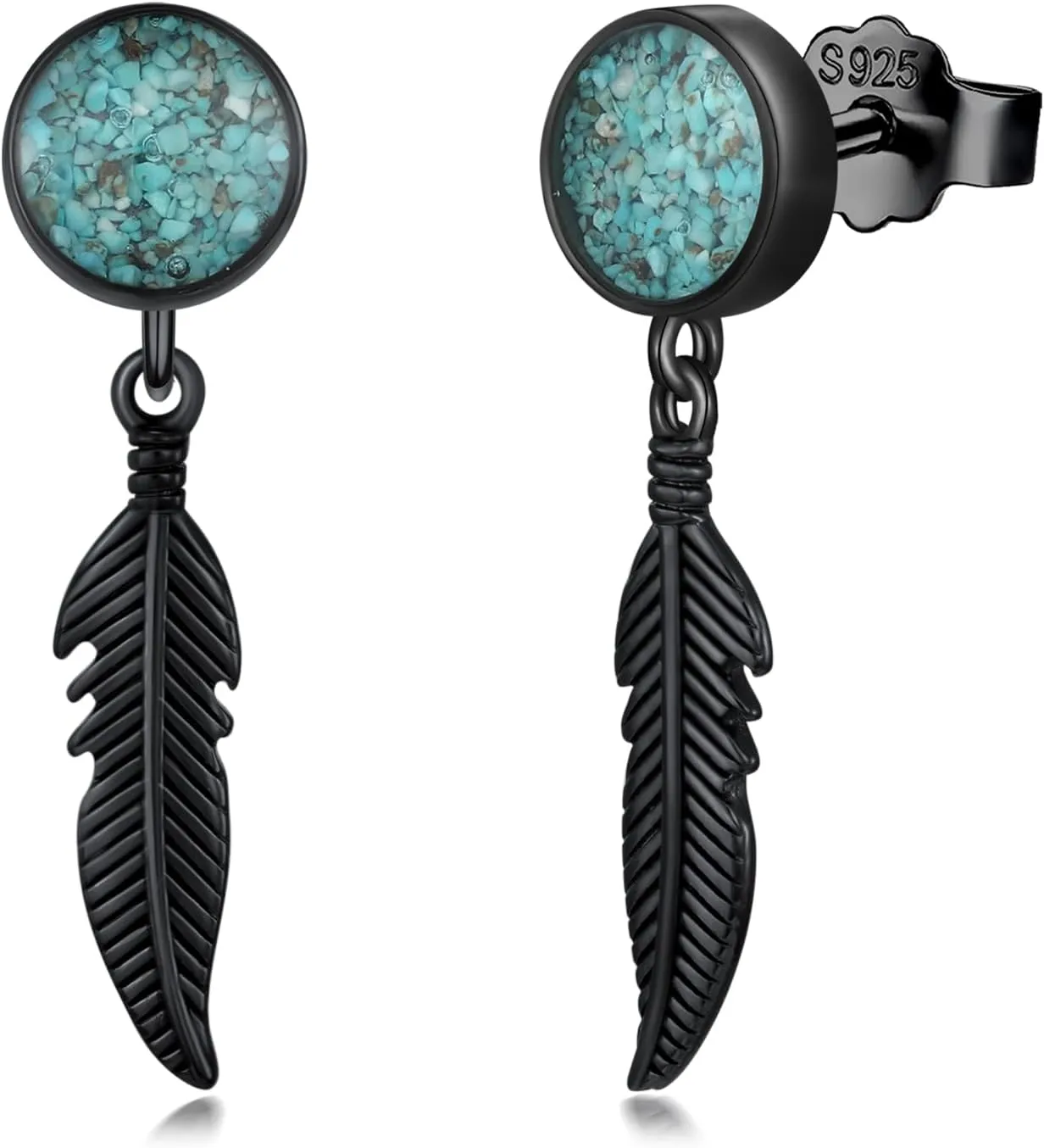 Black Dangle Drop Earrings 925 Sterling Silver Turquoise/Abalone Shell Earrings Jewelry Gifts for Women Men
