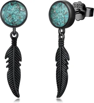 Black Dangle Drop Earrings 925 Sterling Silver Turquoise/Abalone Shell Earrings Jewelry Gifts for Women Men