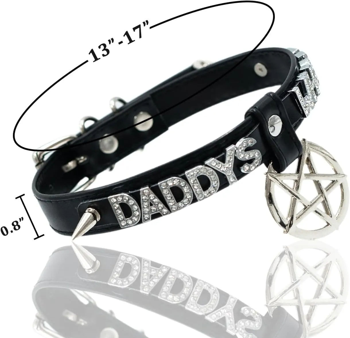 Black Pentagram Choker Collar For Women, Punk Gothic Vagen Leather Collar With Name Letters Adjustable Spiked Necklace