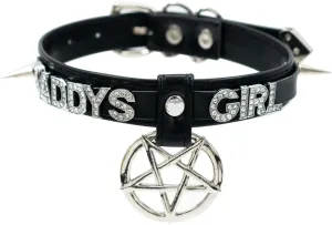 Black Pentagram Choker Collar For Women, Punk Gothic Vagen Leather Collar With Name Letters Adjustable Spiked Necklace