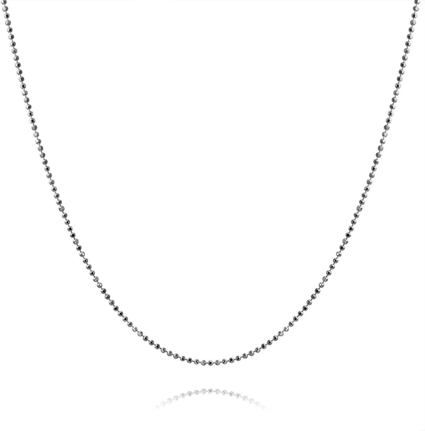 Bling Jewelry 150 Gauge .925 Sterling Silver Sparkle Diamond Cut Ball Shot Bead Chain Necklace For Women 16 18 20 24 Inch Made In Italy