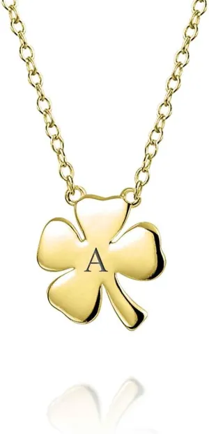 Bling Jewelry Personalize Romantic Flower Open Hearts Lucky Four Leaf Clover Stud Earrings Pendant Necklace For Women Teens 14K Yellow Gold Plated .925 Sterling Silver