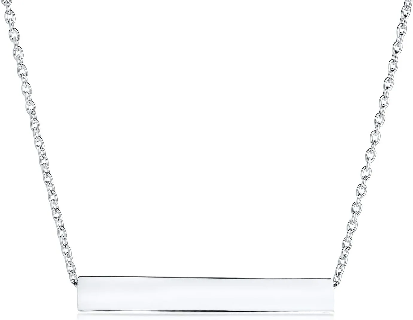 Bling Jewelry Personalized Message Initials Simple Geometric Minimalist Engravable 3 Sided Tube Horizontal Bar Name Plated Pendant Necklace For Women Teen .925 Sterling Silver