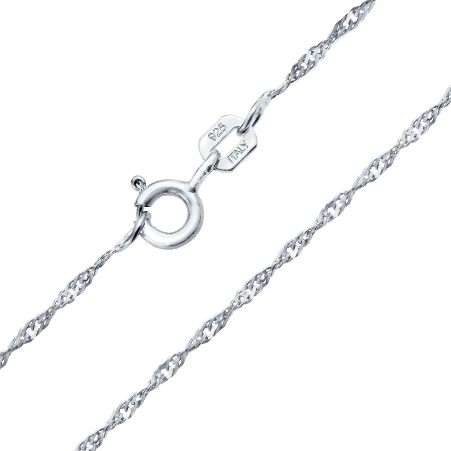 Bling Jewelry Thin 1.5MM Singapore Twist Rope Chain Necklace For Women Rose Gold Plated .925 Sterling Silver Made Italy 14 16 18 20 24 Inch