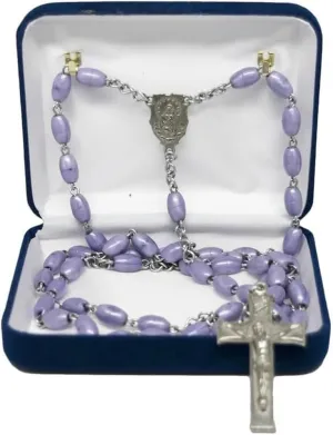 Blue Communion Keepsake Rosary Box 3.25x2.5x1 Inches White Inside - Rosary Storage Jewelry Boxes Unique Gift - Religious Rosary Box for Women, Family & Friends