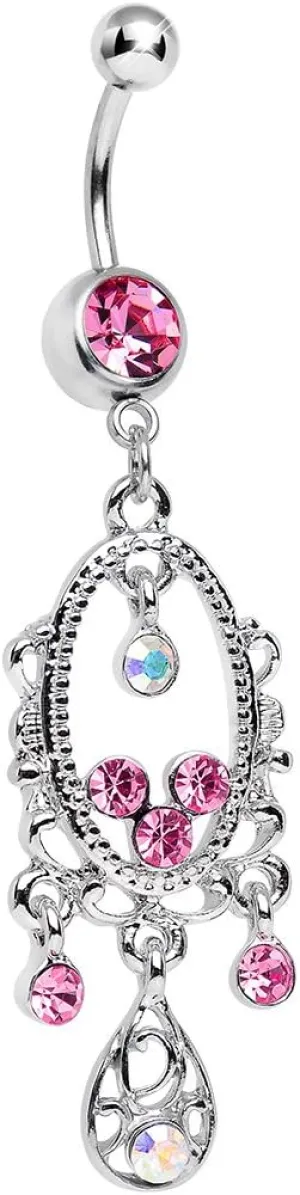 Body Candy Pink Aurora Victorian Allure Chandelier Belly Ring