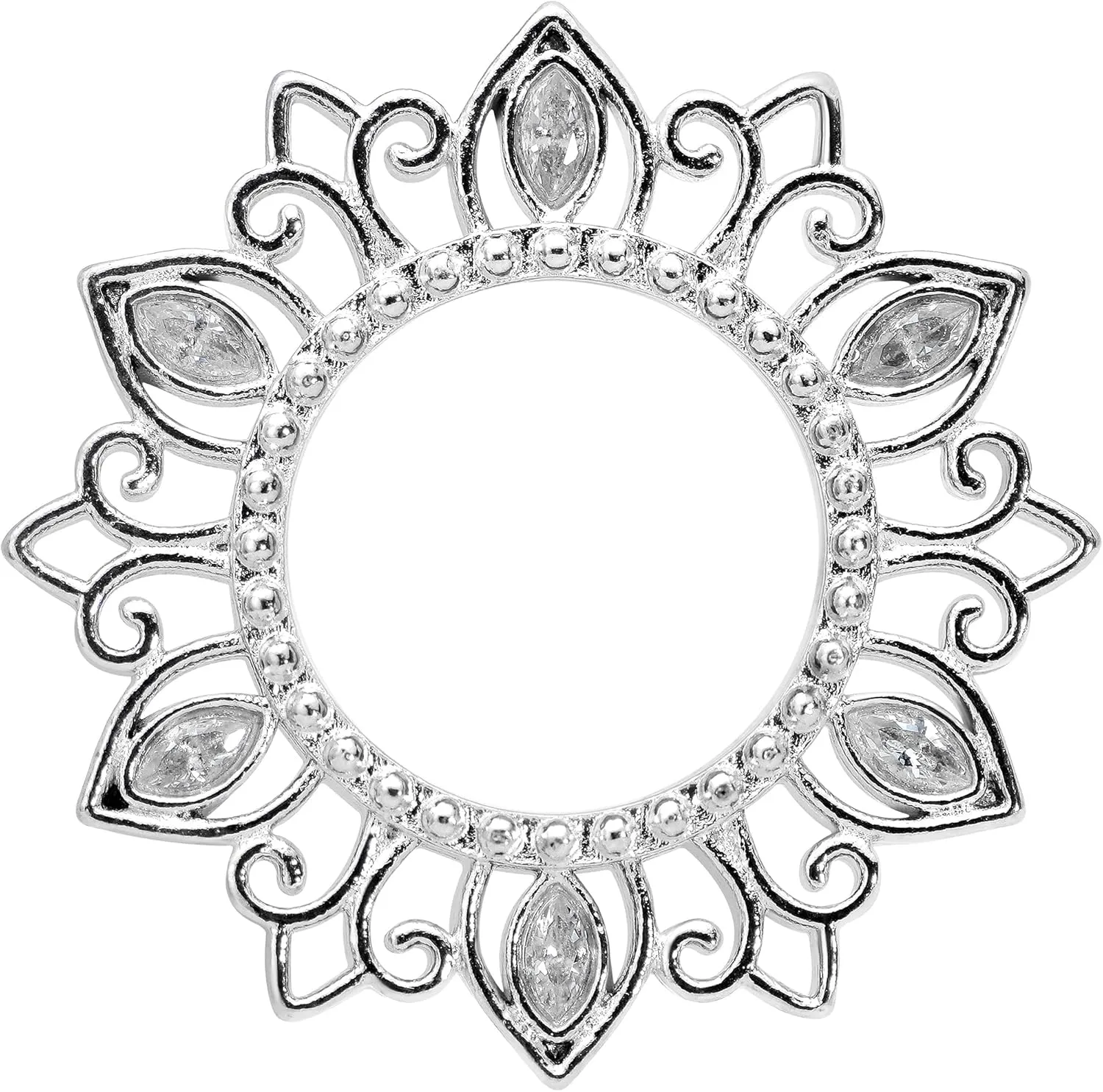 Body Candy Womens 2Pc Steel Clear Lotus Flower 2G Double Flare Screw Fit Tunnel Plug Ear Plug Gauges Set