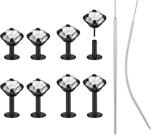 BodyAce 18G/20G Threadless Push in Nose Ring Studs, 316L Surgical Steel Flat Back Earrings Tragus Cartilage Stud, CZ Lip Rings Labret Medusa Piercing Jewelry