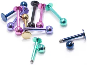 BodyJewelryOnline 10-Piece Anodized Titanium Studs 16ga Labret Monroe Cartilage Studs