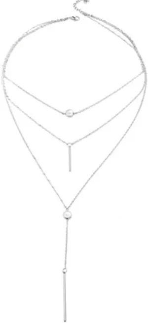 Bohemia Layered Choker Necklace Stick Bar Necklace Disc Necklace Coin Necklace Silver Bar Disc Pendant Necklace for Women