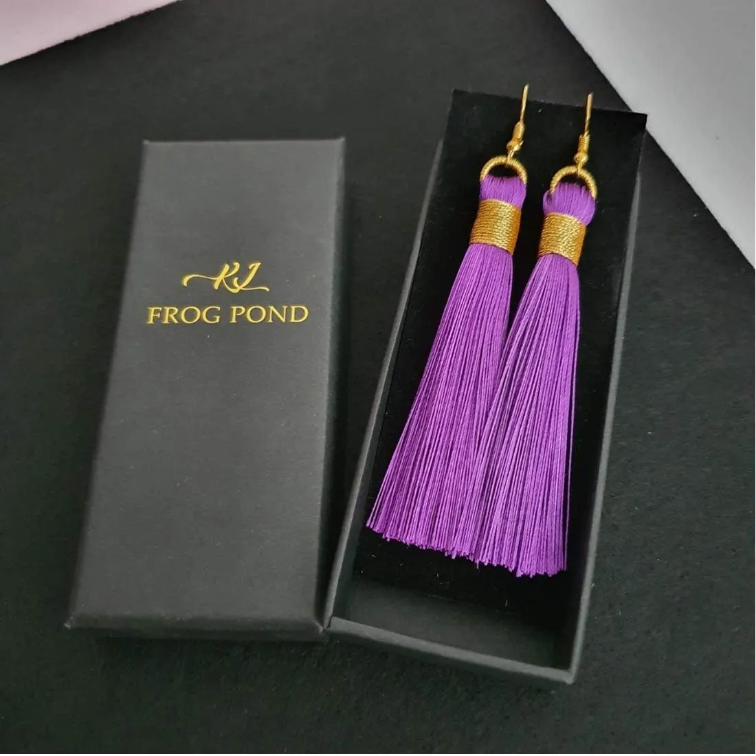 Boho Golden Wrap Silk Fabric Vintage Tassel Statement Bohemian Fashion Jewelry Fringe Drop Dangle Long Earrings