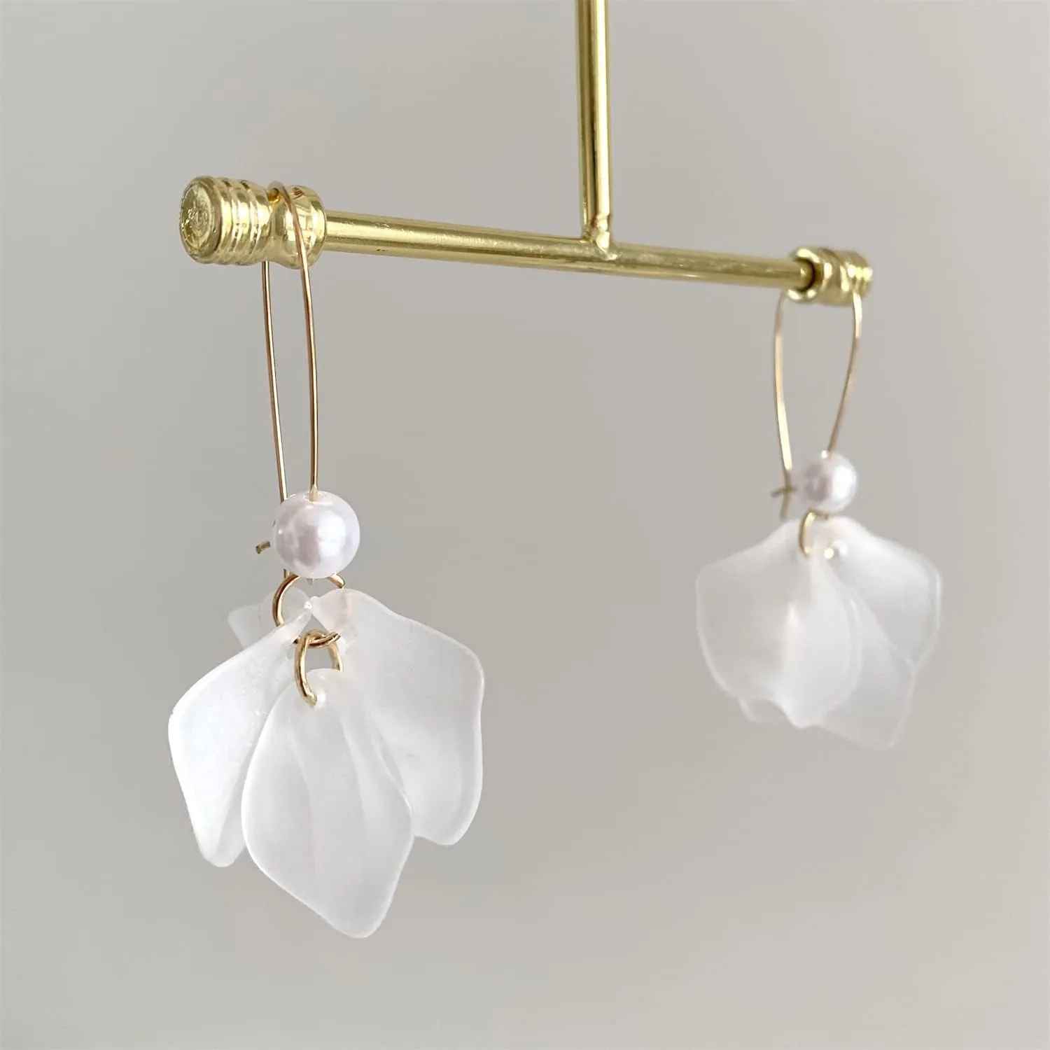 Boho Rose Petal Dangle Resin Earrings - Long Bohemian Drop Acrylic Tiered Flower Earrings - Statement Exaggerated Floral Tassel Earrings for Women