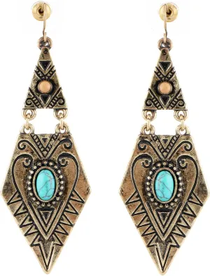 Boho Turquoise Earrings for Women Vintage Western Dangle Earring for Women