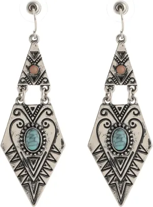 Boho Turquoise Earrings for Women Vintage Western Dangle Earring for Women