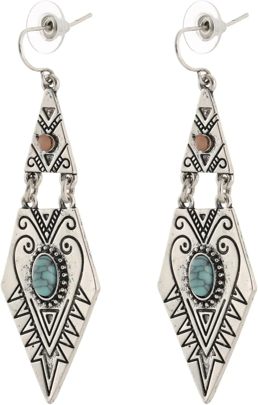 Boho Turquoise Earrings for Women Vintage Western Dangle Earring for Women