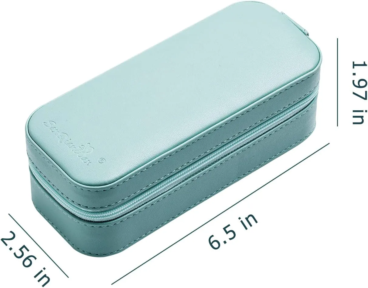 BONNY DODO Small Travel Jewelry Organizers Box for Women with PU Leather Portable Mini Jewelry Case with Compartments for Necklace Rings Earrings,Luxury Giftable Boxes (Lake Blue, S)