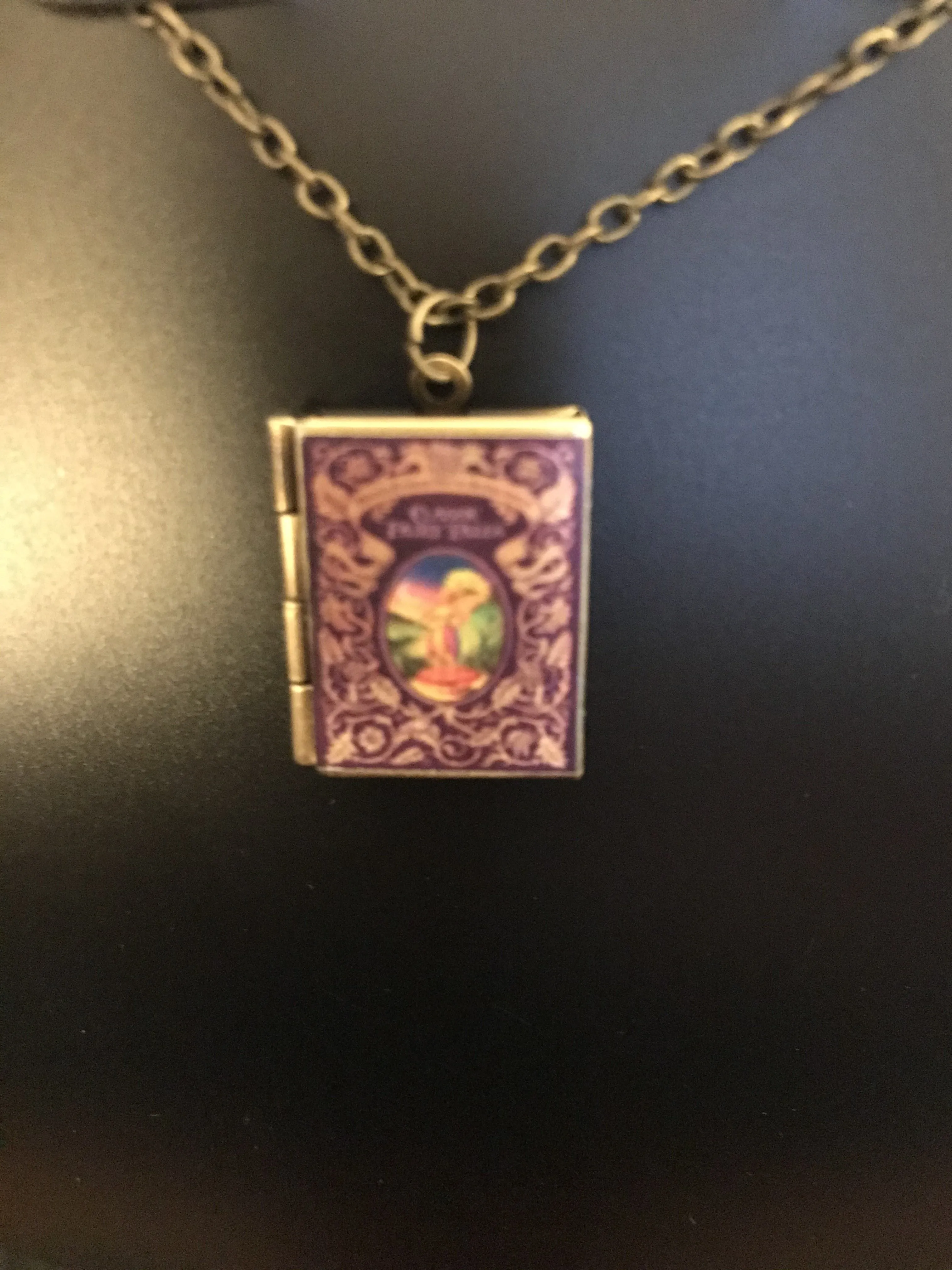 Book Locket "Classic Fairy Tales" Necklace Bronze