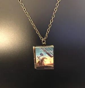Book Locket "Don Quixote" Necklace Bronze