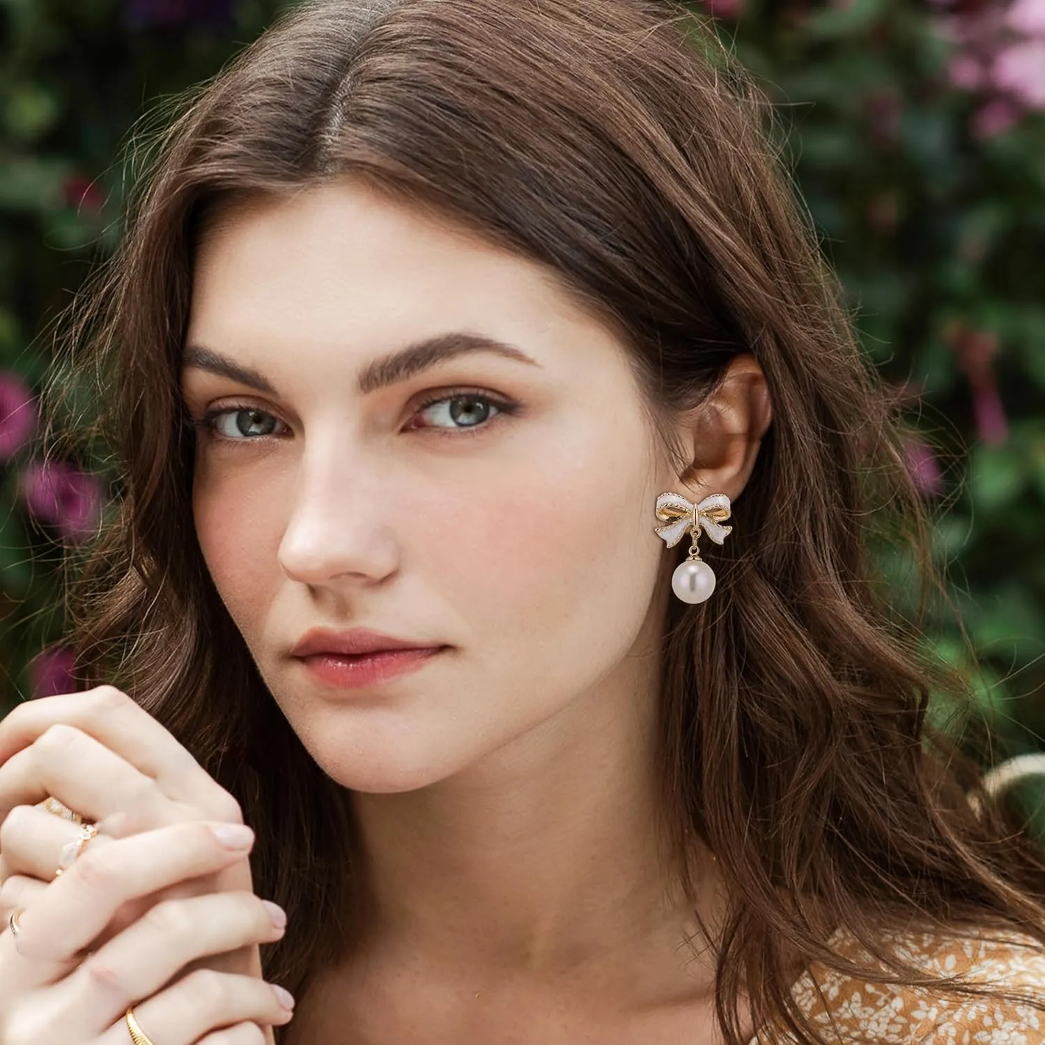 Bow Earrings for Women Pearl Bow Earrings Dainty Bow Earrings Rhinestone Bow Stud Earrings Prom Wedding Party Holiday Jewelry Gifts for Women