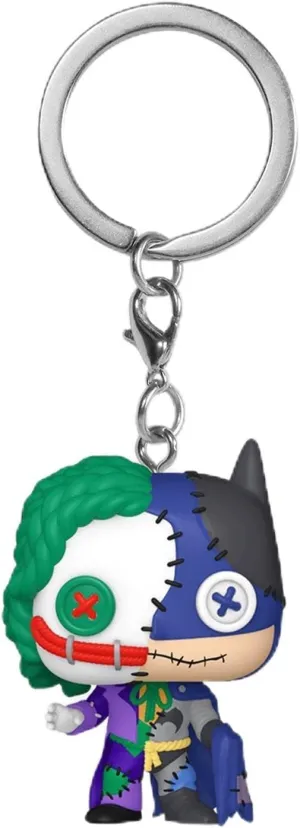 BoxLunch Funko Pocket Pop! DC Comics Batman & The Joker Patchwork Vinyl Keychain Exclusive