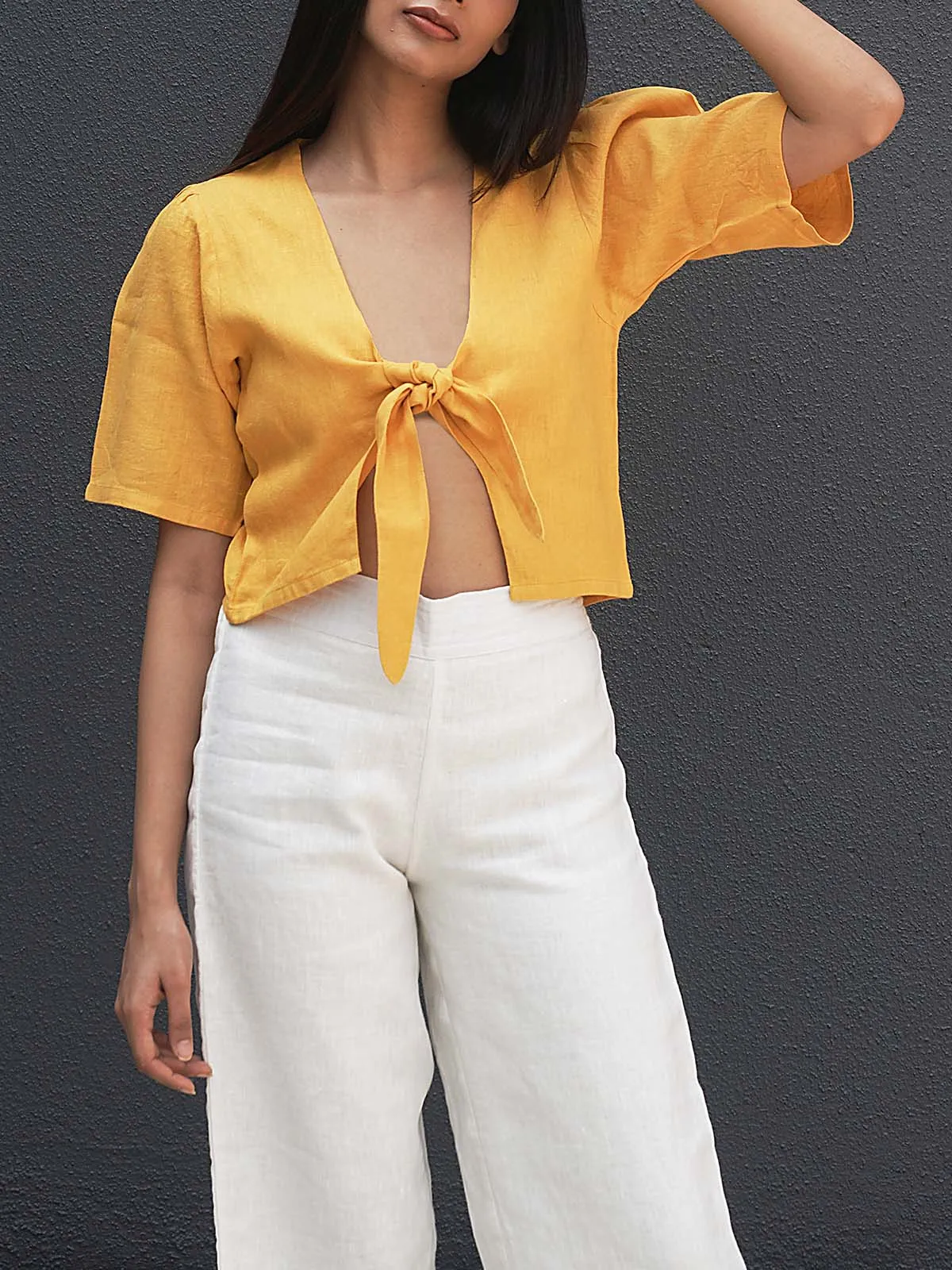 BRASSICA Linen Blouse Mustard