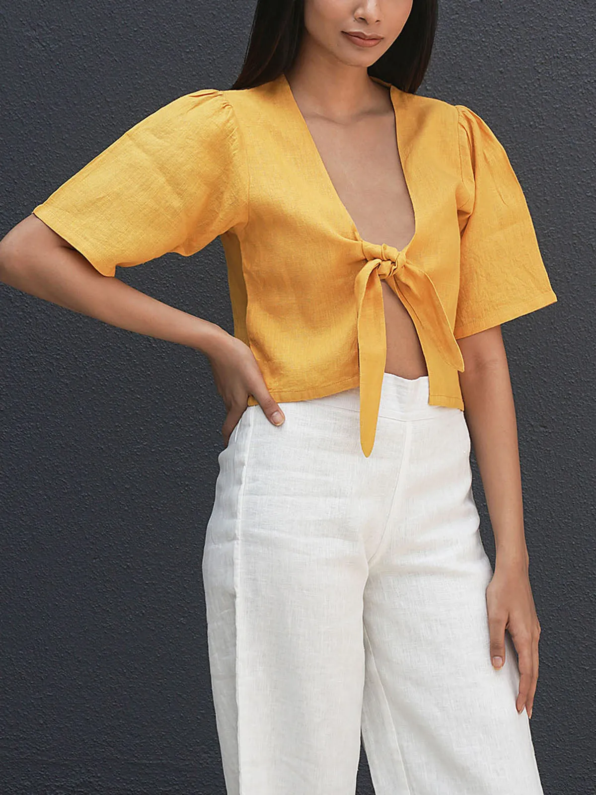 BRASSICA Linen Blouse Mustard